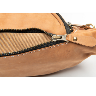 Rustic tan cross body sling bag