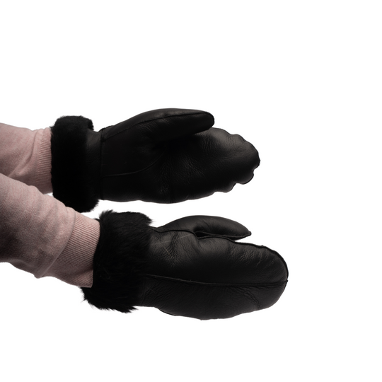 Black Sheepskin Mittens