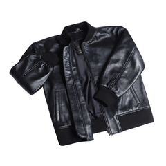 Navea Women's Black Bomber Leather Jacket