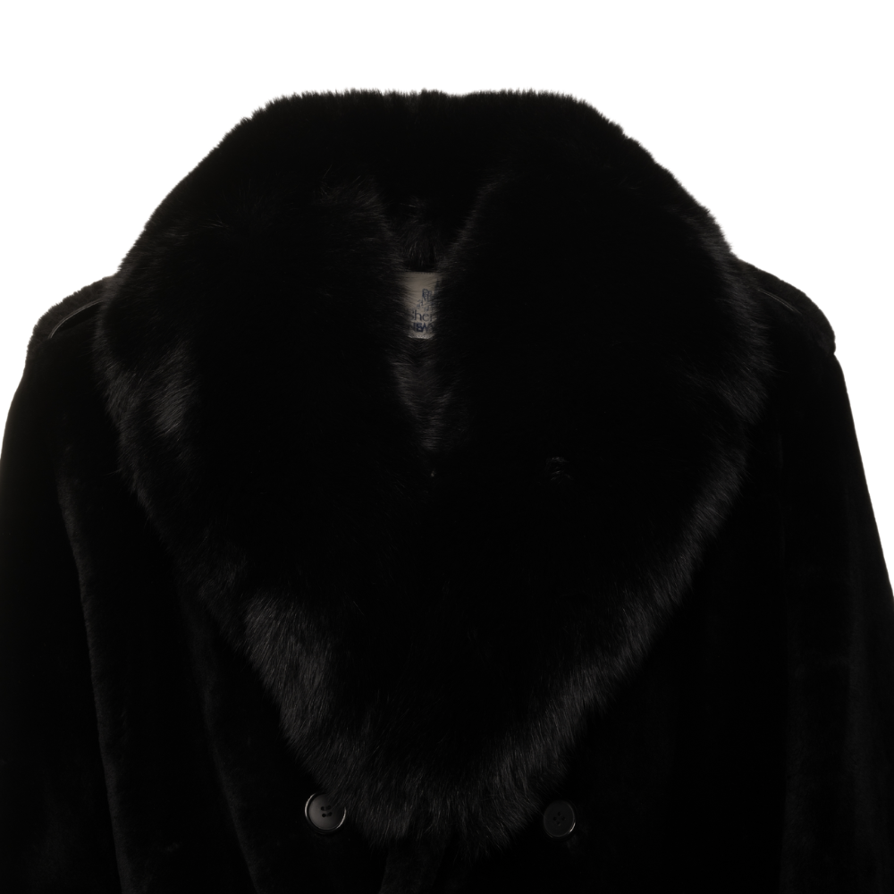Peyton Black Mouton Shearling coat with Fox fur