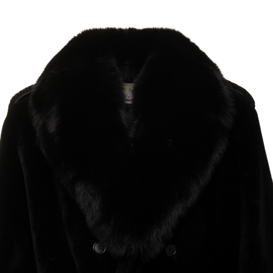 Peyton Black Mouton Shearling coat with Fox fur