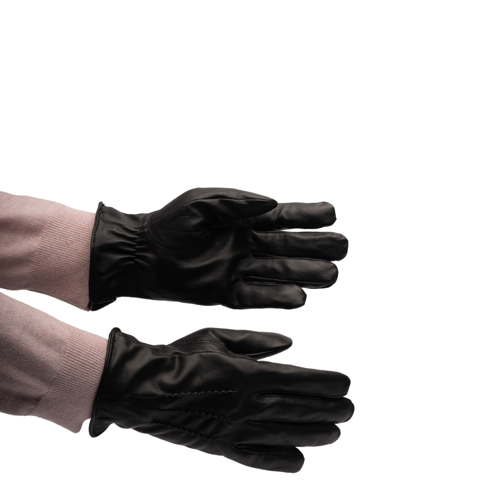Men's premium black leather gloves