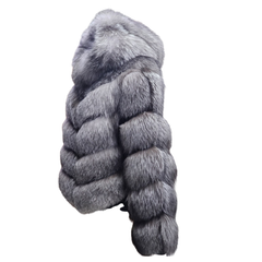 Women's  Grey Fox Fur Hooded Jacket