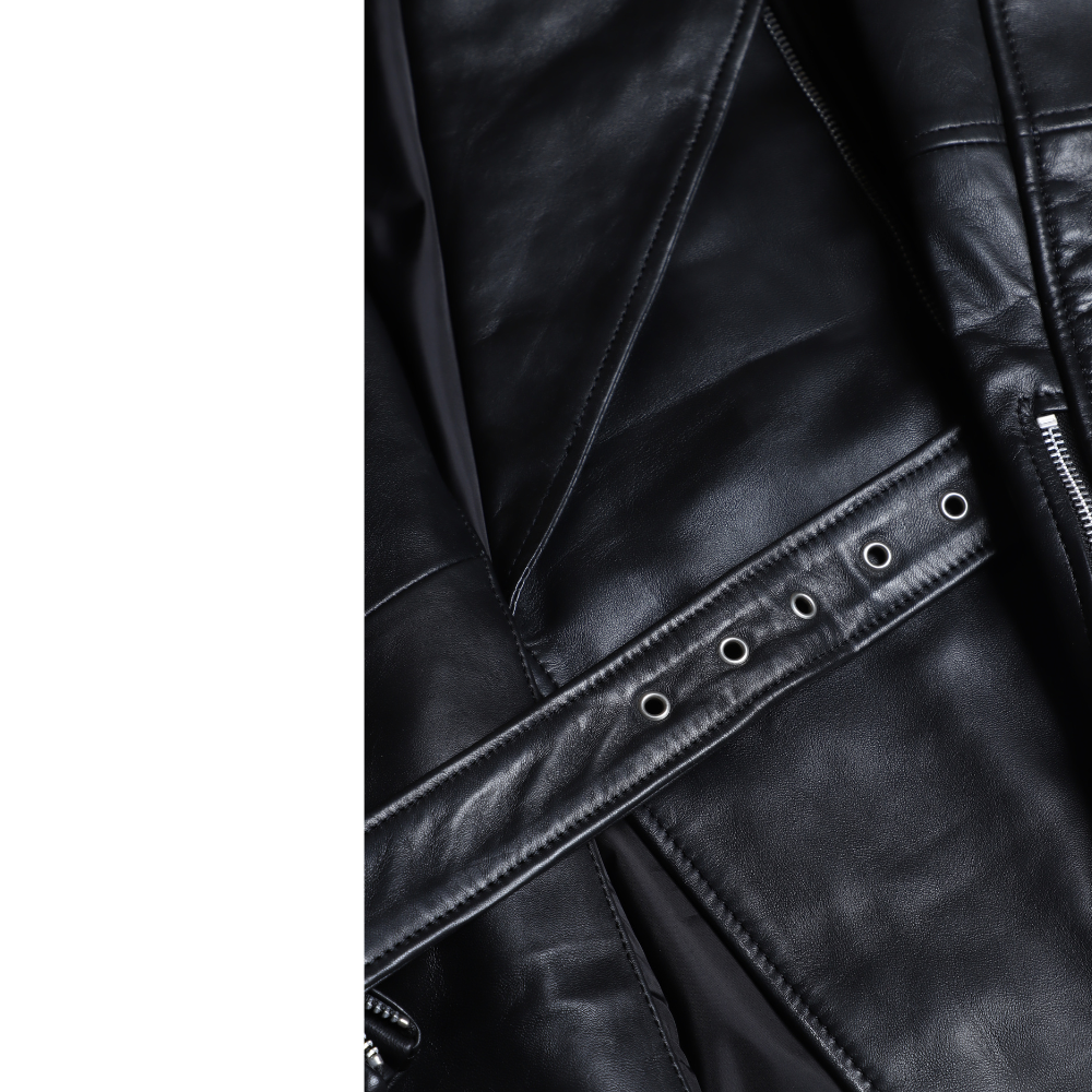 Zelora black oversized biker style jacket