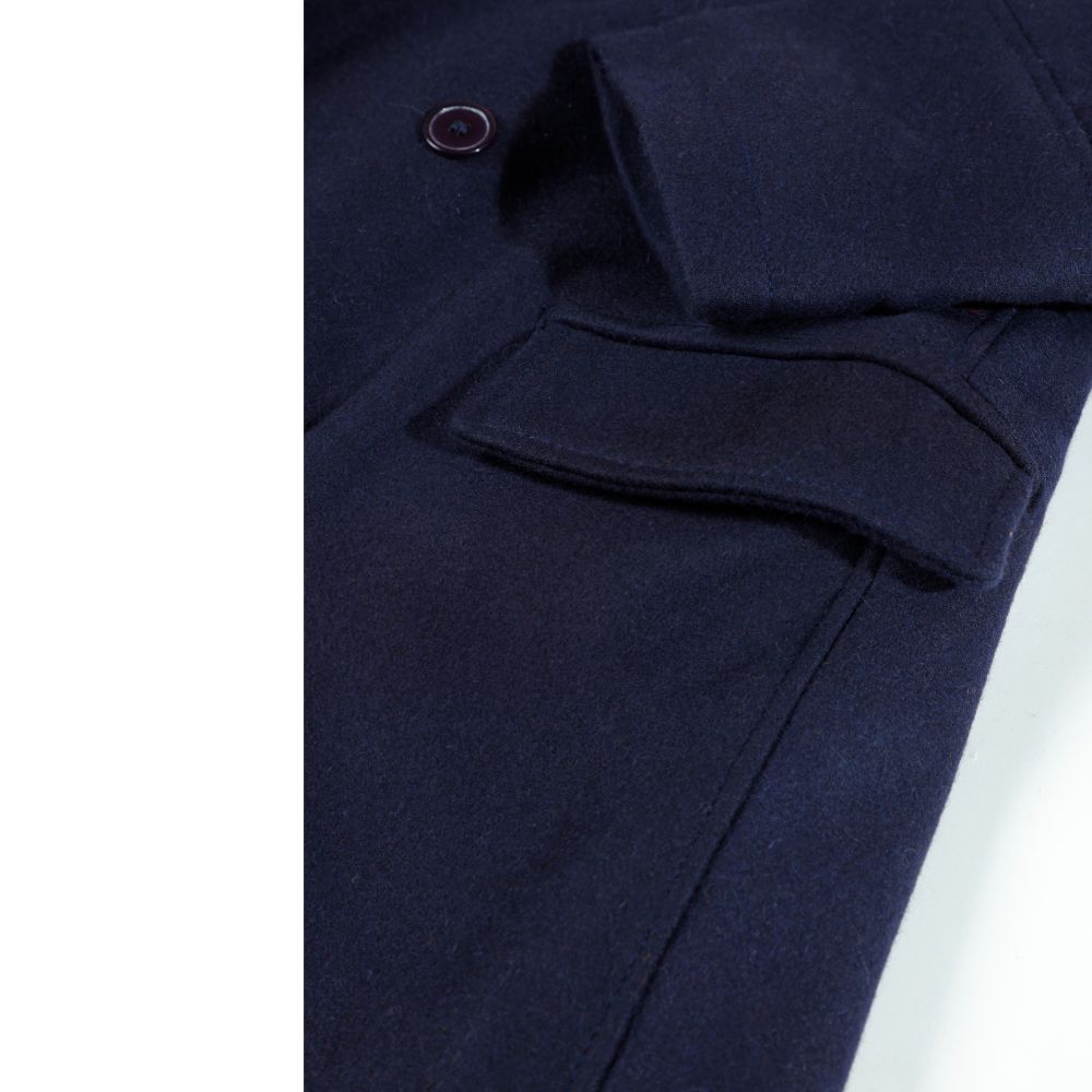 Lorenzo navy blue wool overcoat
