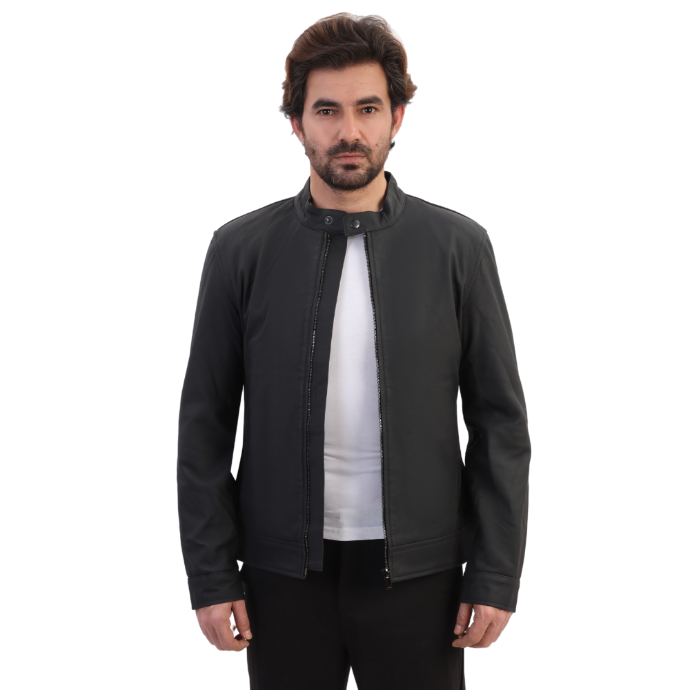 Tory matte black cafe racer jacket