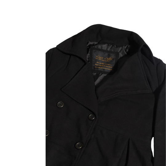 Kaia Black Long wool Trench coat