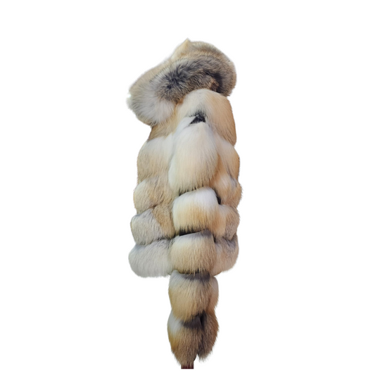 Women's Natural golden island fur hooded jacket