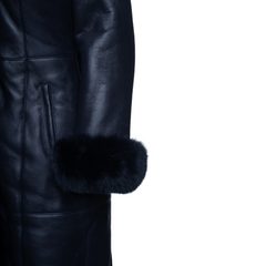 Seren's Navy Blue Shearling coat with fox fur