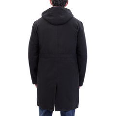 Maddox Black hooded long wool coat