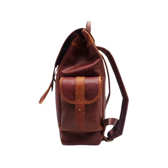 Cognac Brown Leather Backpack