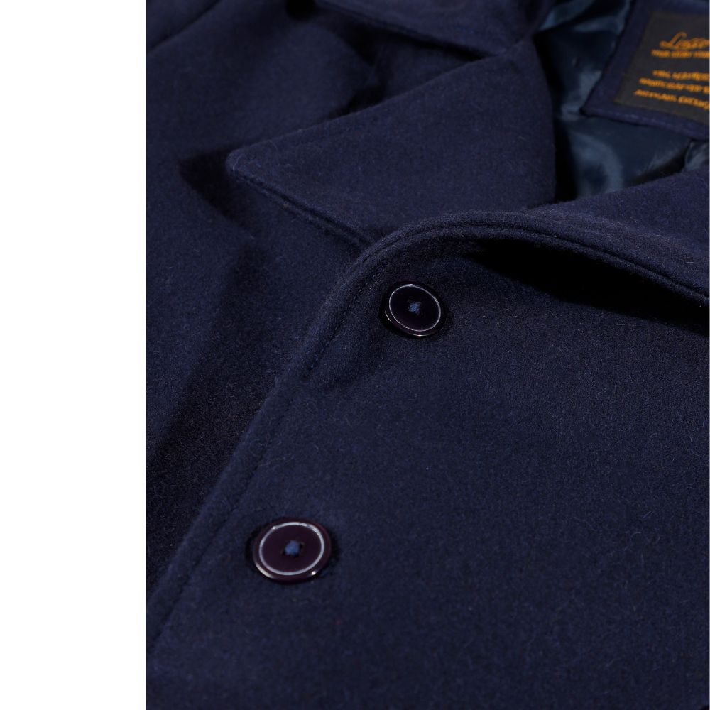 Lorenzo navy blue wool overcoat