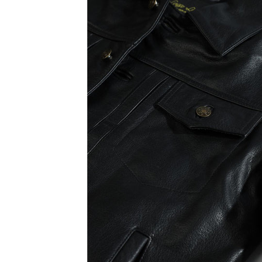 Griff black denim style leather jacket