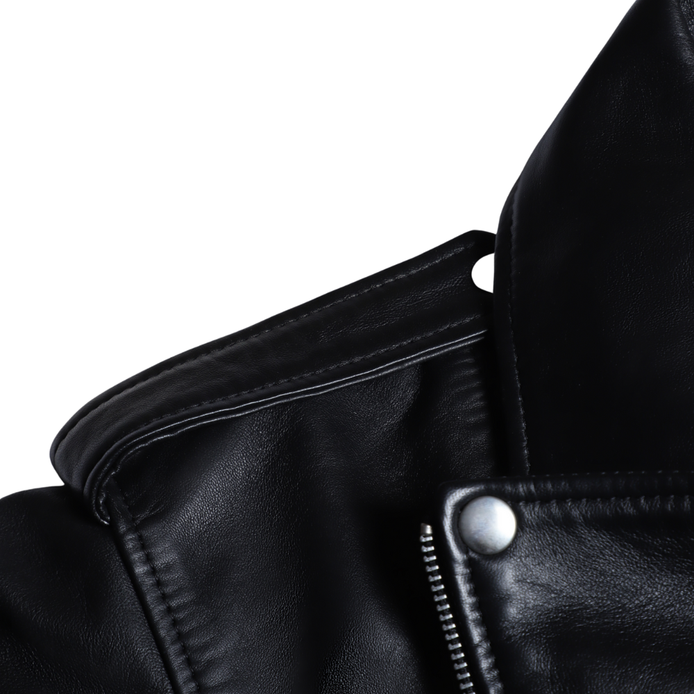 Zelora black oversized biker style jacket