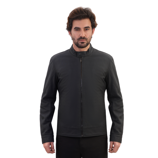 Tory matte black cafe racer jacket