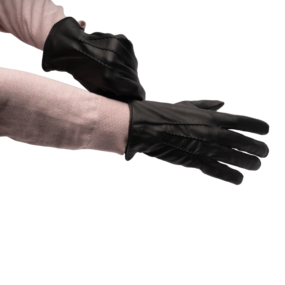 Men's premium black leather gloves