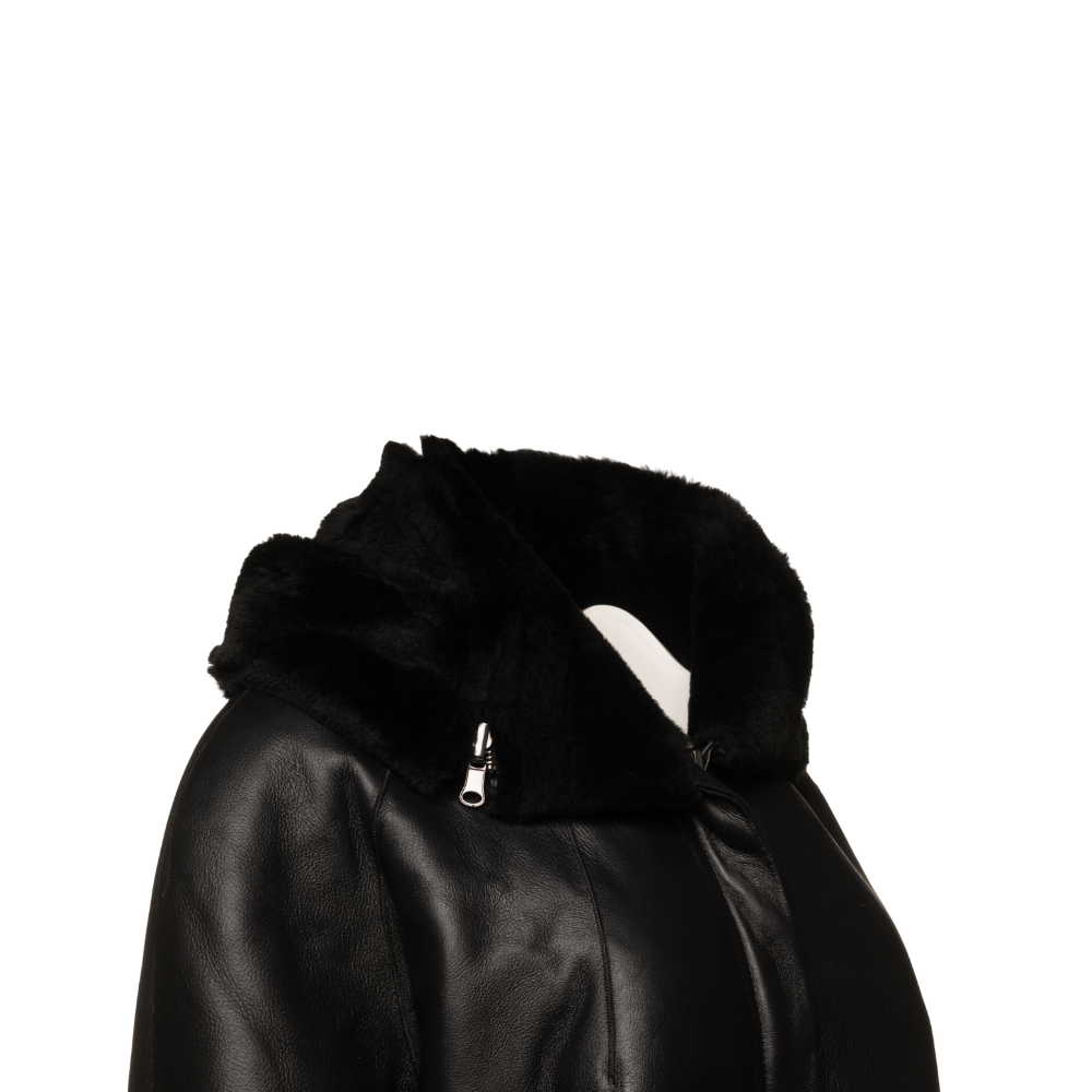 Avalon black oversize Reversible Sheepskin long coat