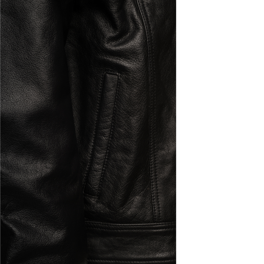 Easton Black trucker motorcycle leather jacket with hood