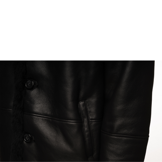 Christian black shearling car coat