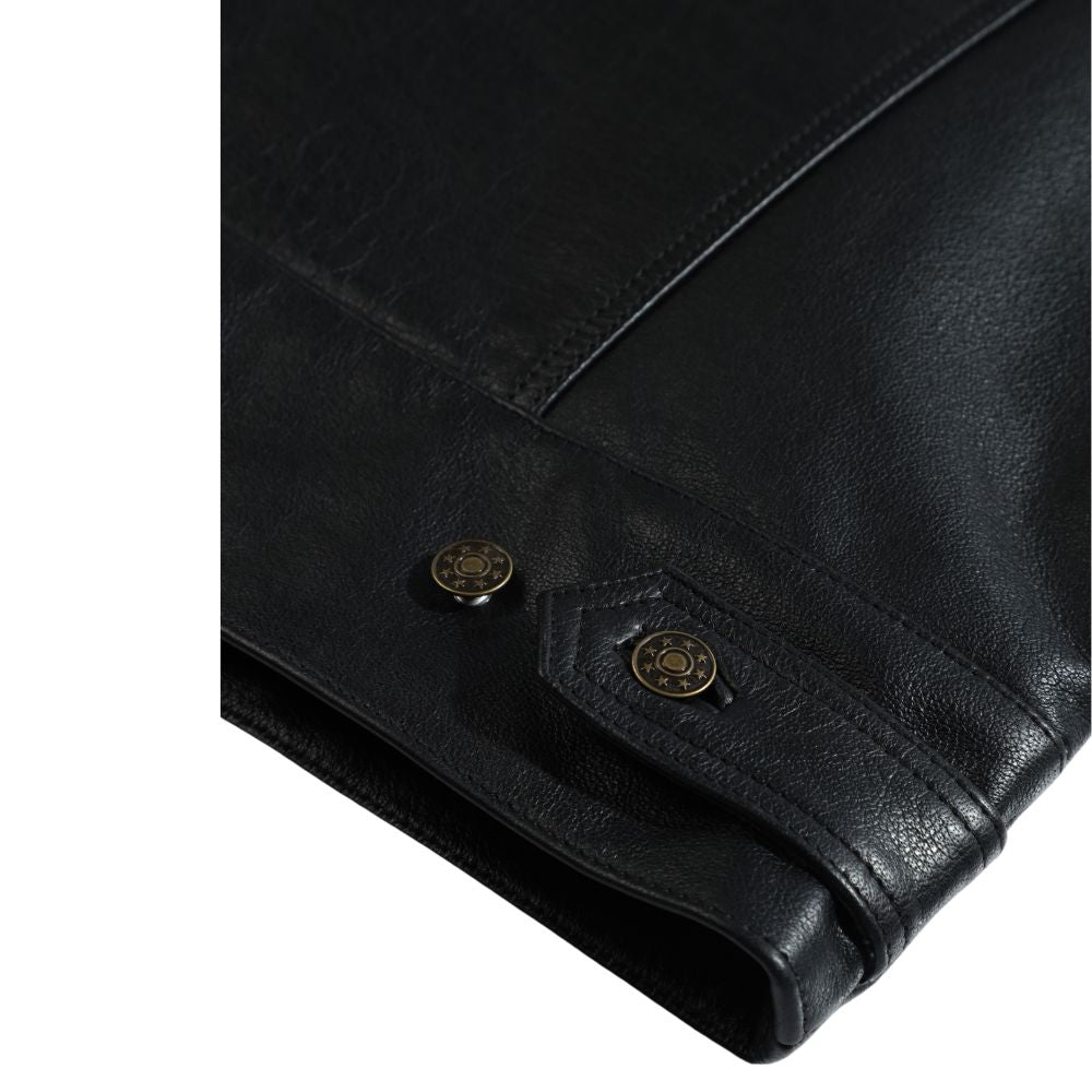 Griff black denim style leather jacket