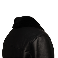 Christian black shearling car coat