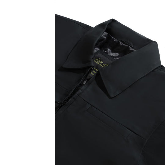 Zane matte black collared leather jacket