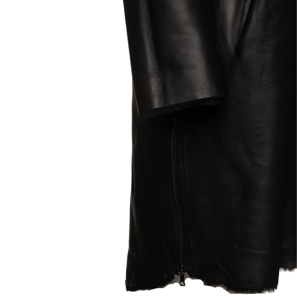 Avalon black oversize Reversible Sheepskin long coat