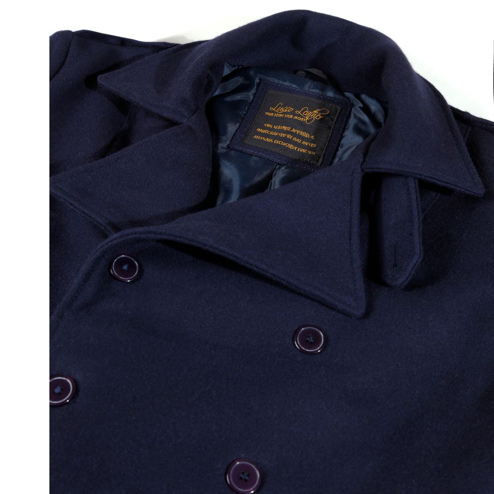 Lorenzo navy blue wool overcoat