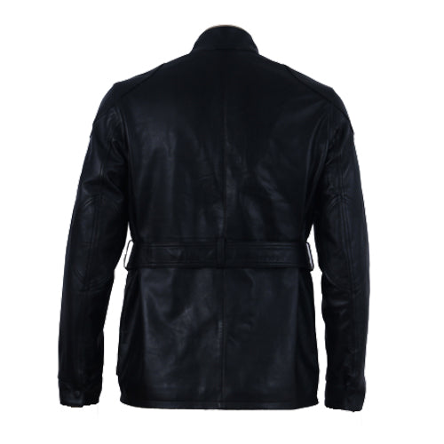 Parker Black Belted leather jacket with large pockets