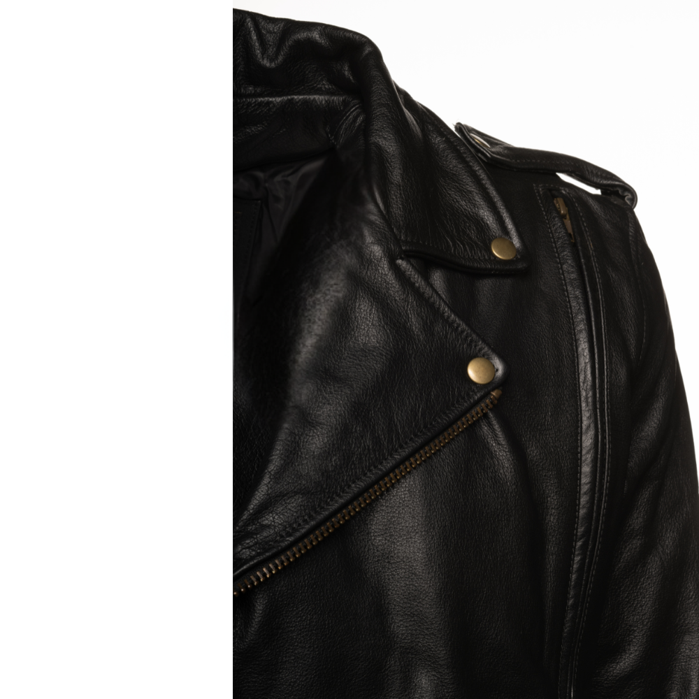 Flint Black double rider Motorcycle leather jacket