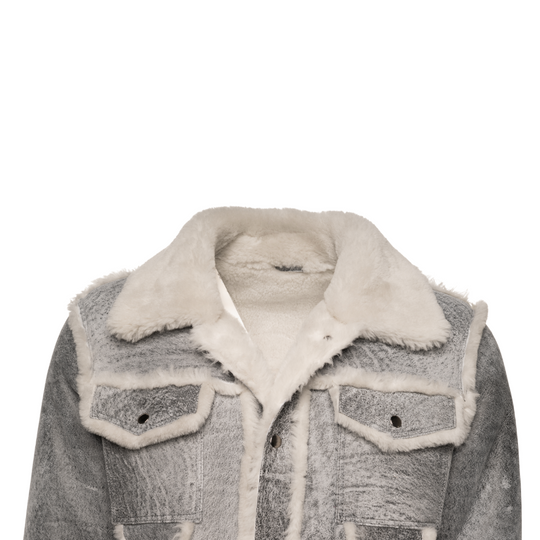 Aiden's Distressed Grey Shearling Trucker Jacket