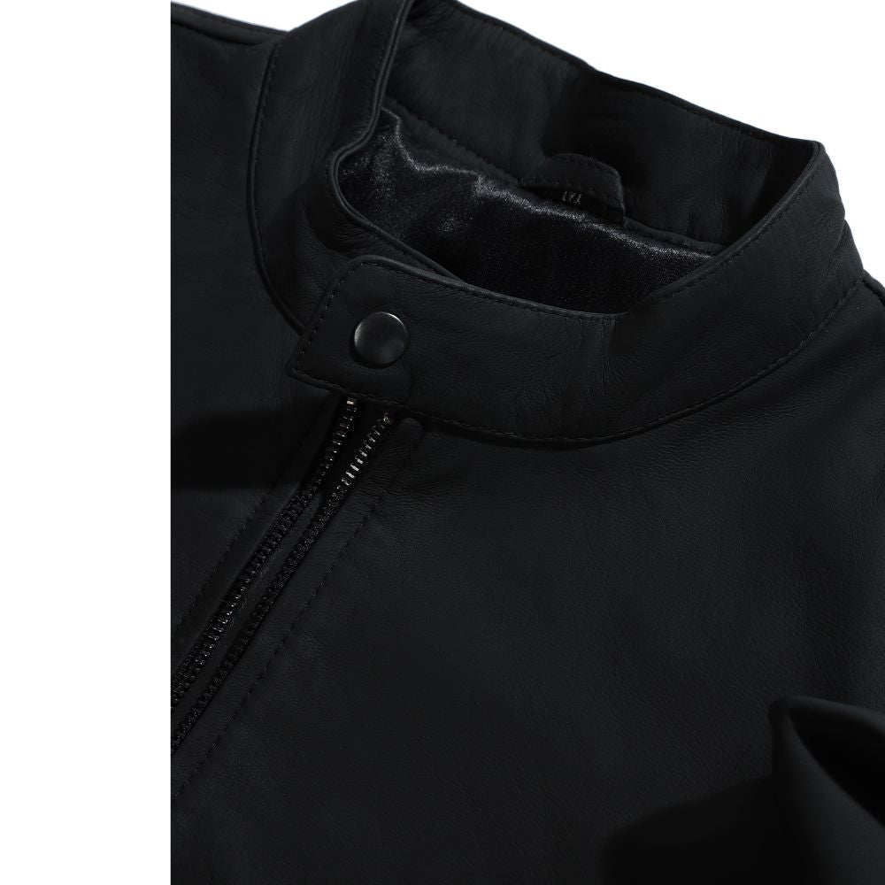 Tory matte black cafe racer jacket