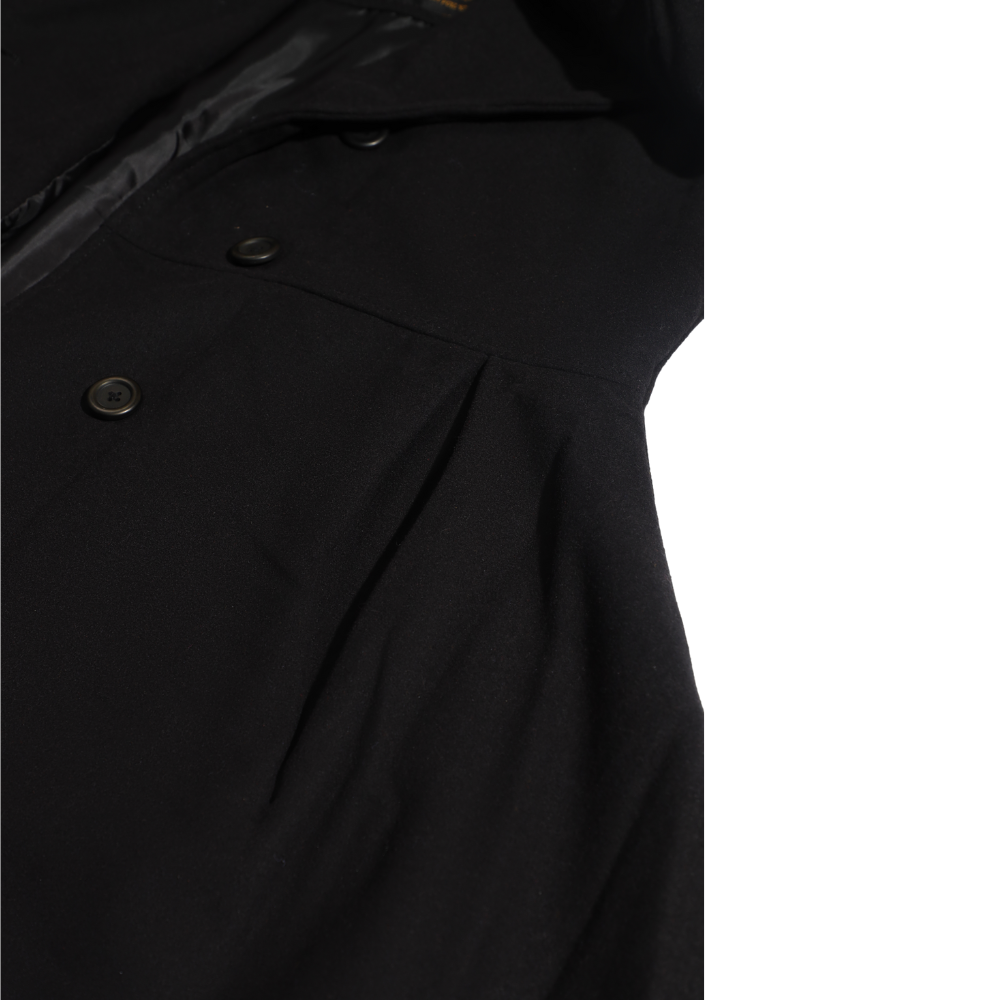 Kaia Black Long wool Trench coat