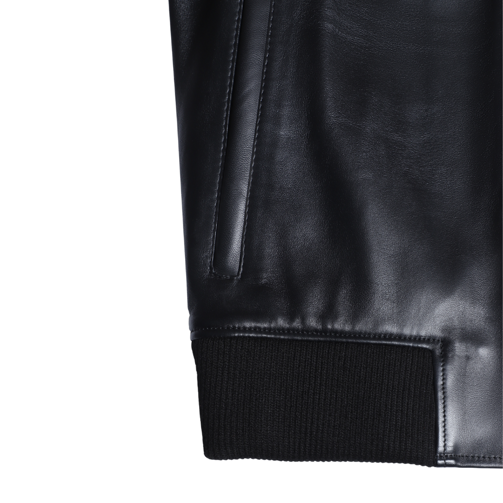 Navea Women's Black Bomber Leather Jacket