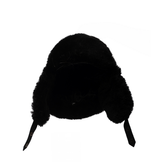 Black sheepskin shearling Aviator Hat