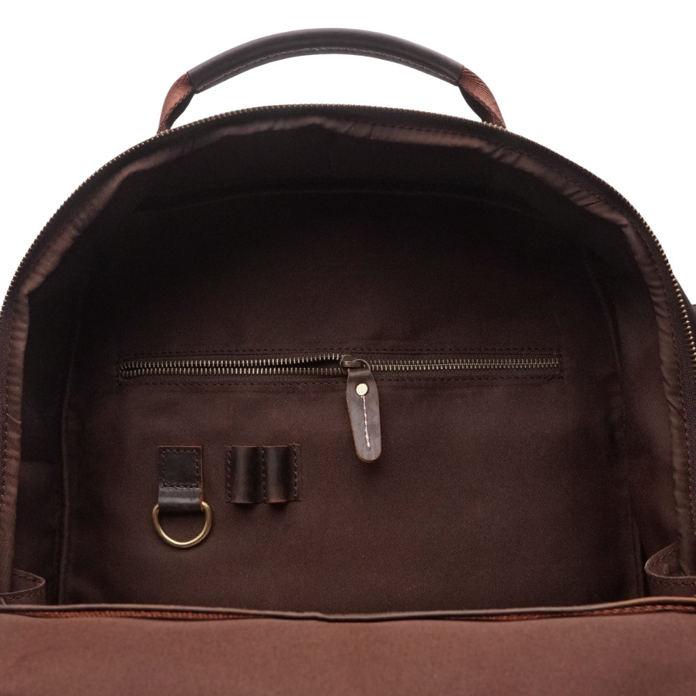 Dark Brown Leather Travel Backpack