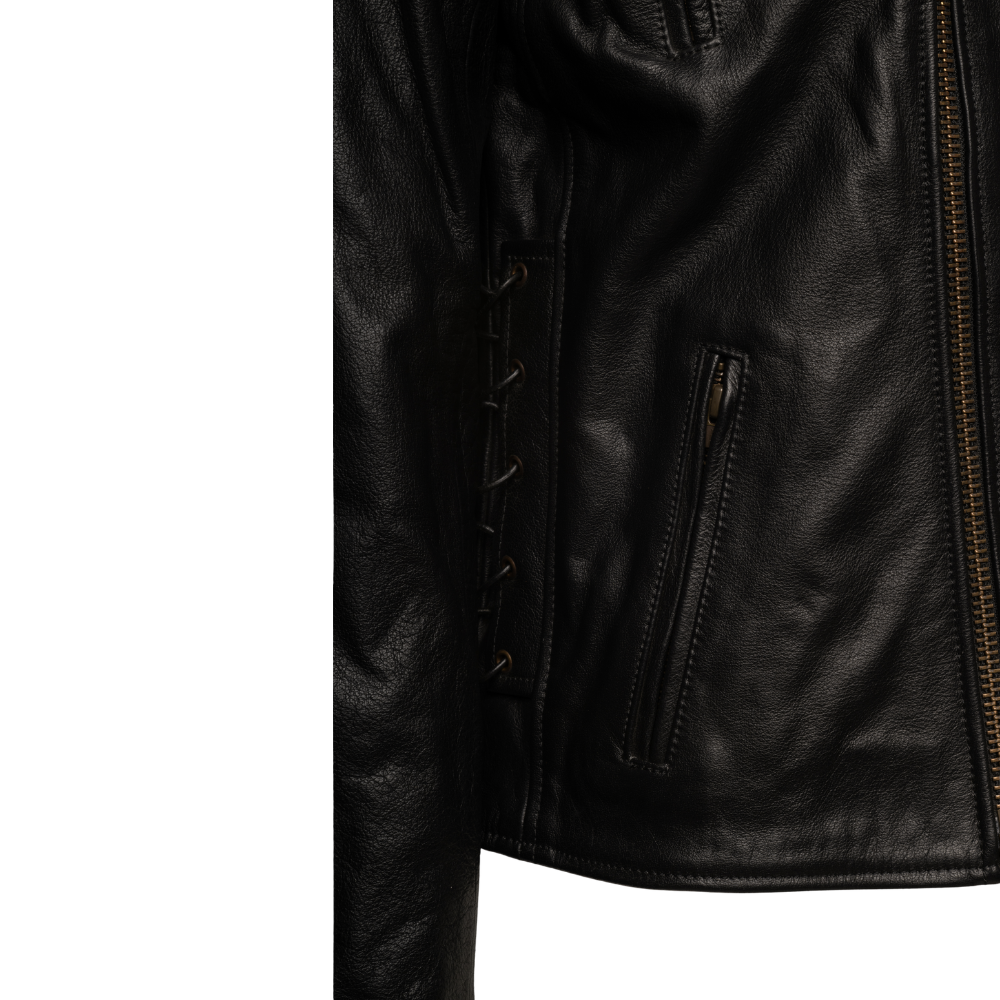 Flint Black double rider Motorcycle leather jacket