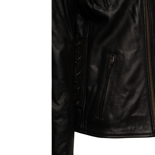 Flint Black double rider Motorcycle leather jacket