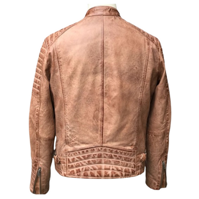 Bushman distressed biege cafe racer jacket