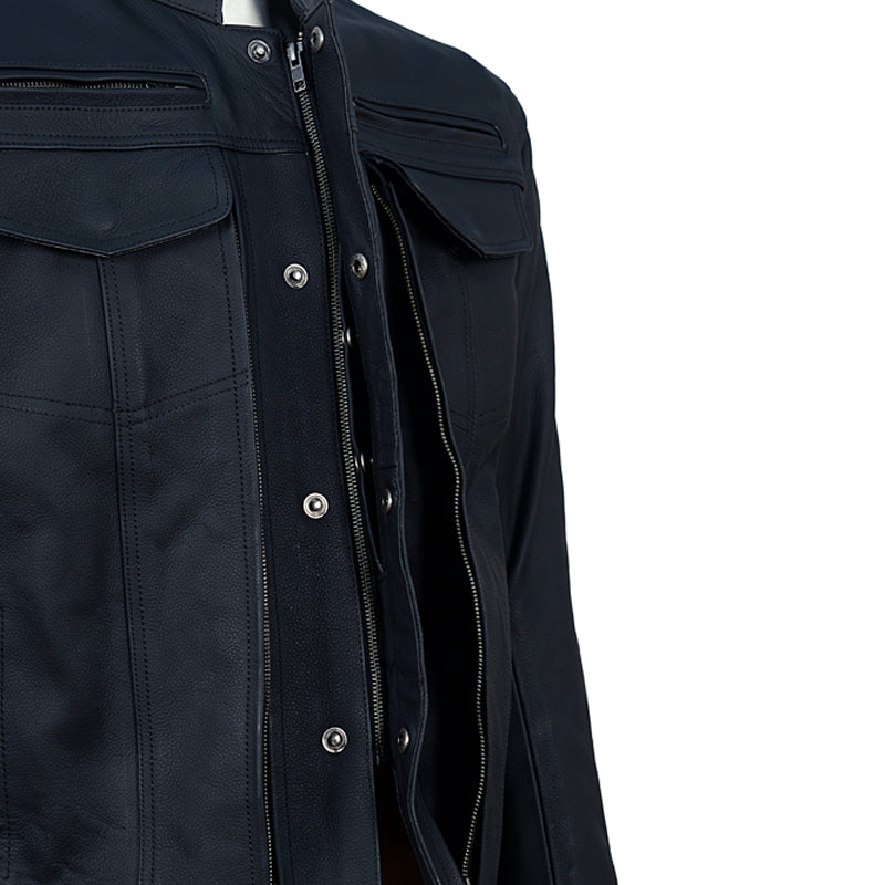 Storm rider Matte Leather Trucker motorcycle jacket