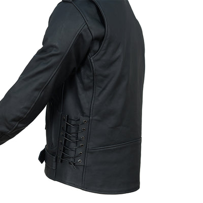 Colin's Matte Leather Biker Jacket with side lacing