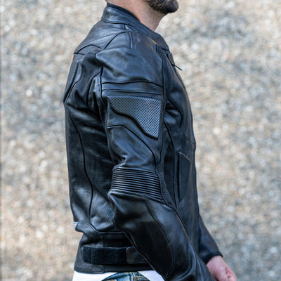 Airflow 2.0 Black Premium Leather Armored Motorcycle Jacket