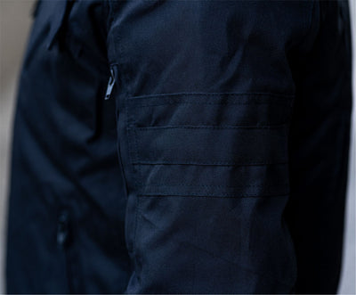 "Black Utility" Air Ventilation and Hooded Breathable and Waterproof Textile Motorcycle Jacket with armor protectors