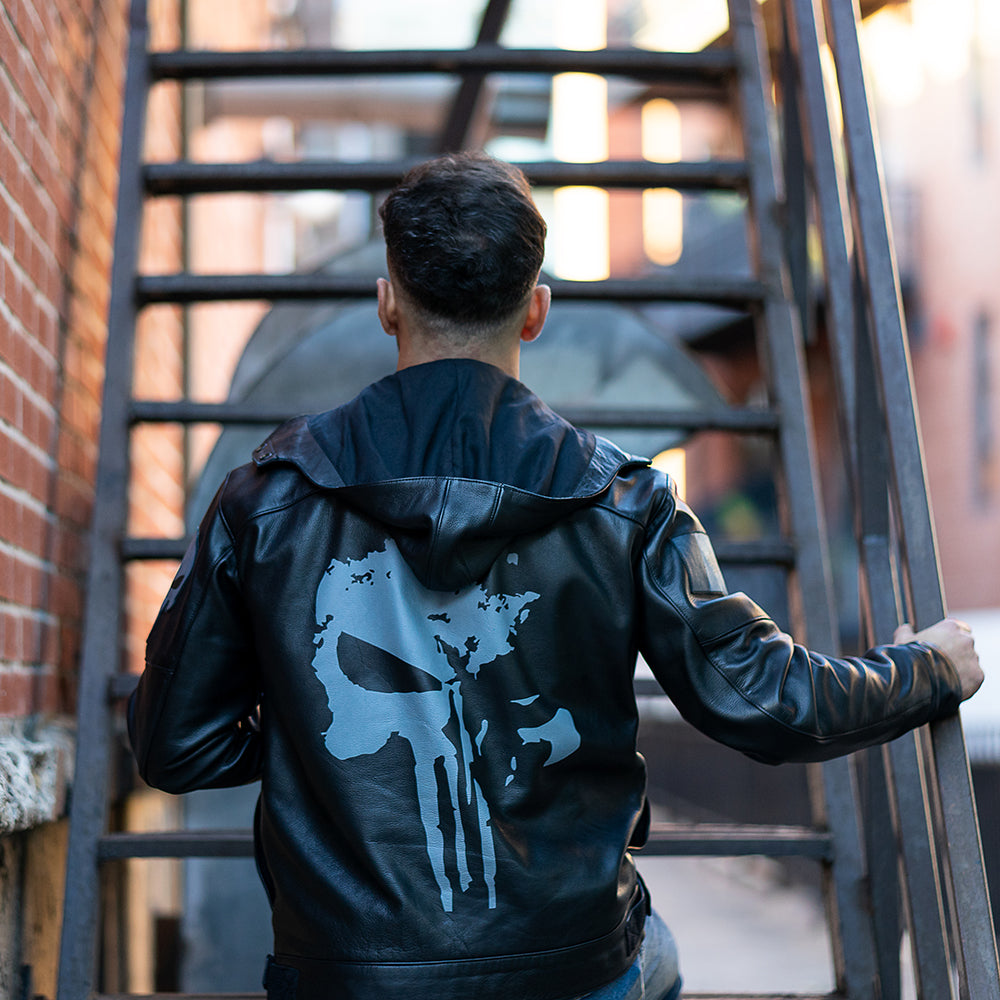 Punisher's motorcycle leather jacket