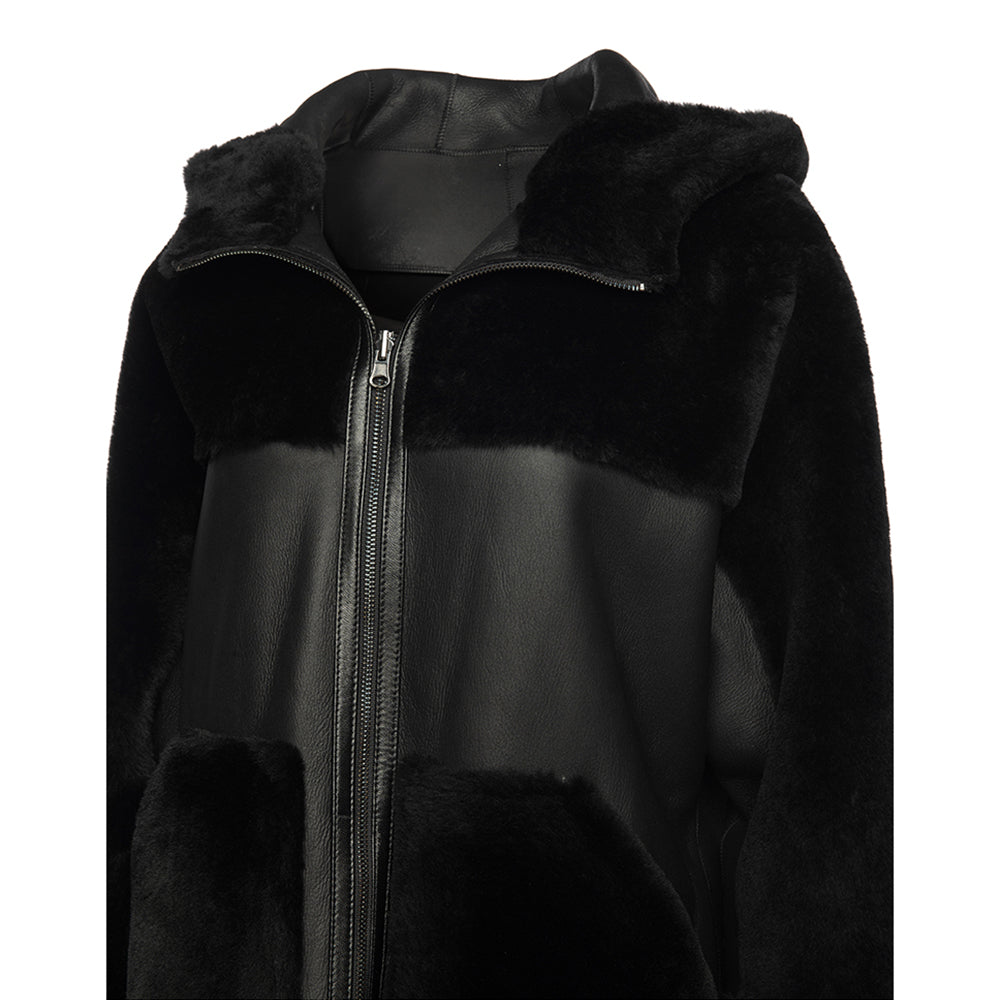 Elena black Reversible shearling jacket