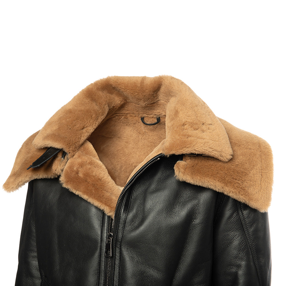 Graysen black Aviator bomber shearling jacket