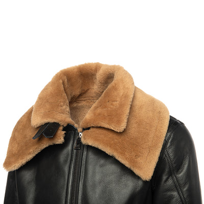 Graysen black Aviator bomber shearling jacket