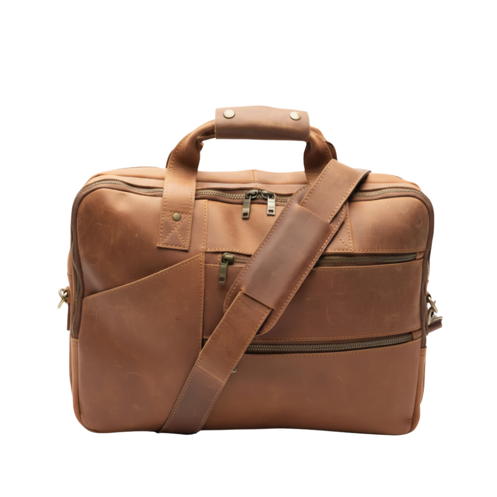 Tan Leather Briefcase laptop Bag