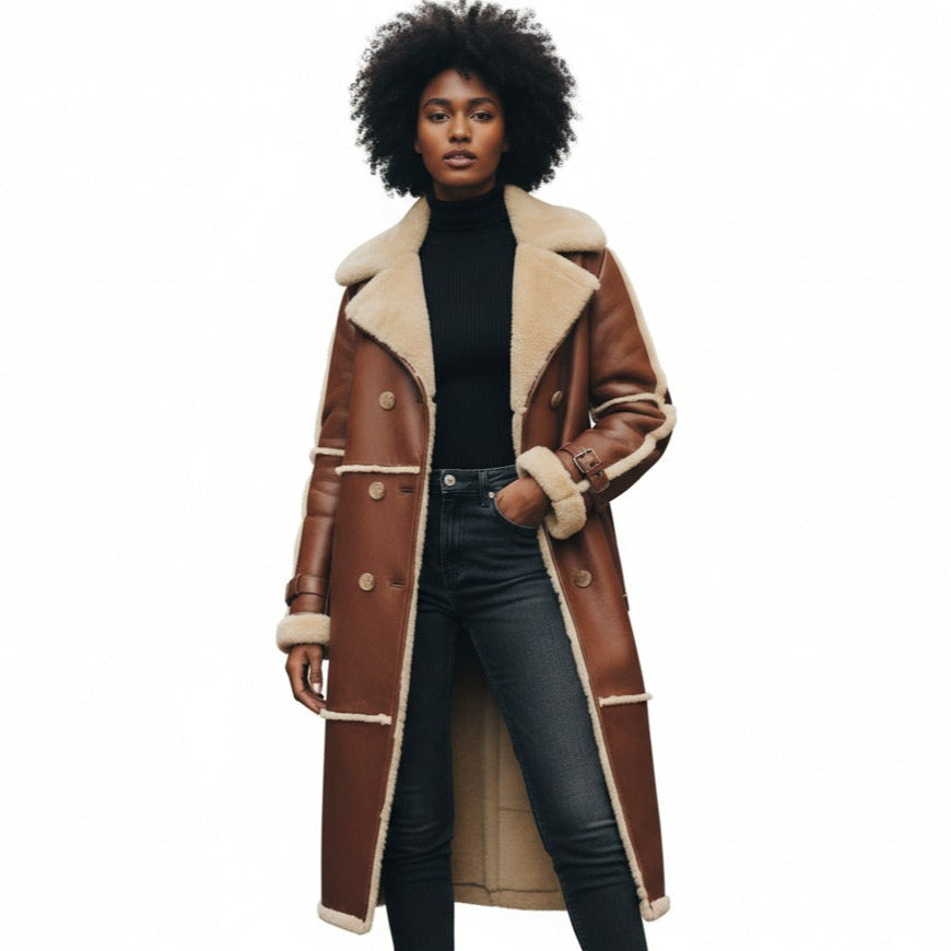 Liliana's Golden Tan Shearling trench coat