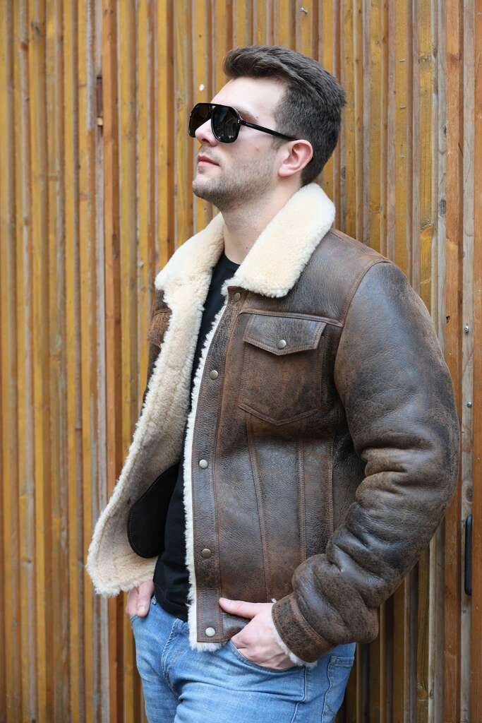 Kevin's Vintage trucker style shearling jacket